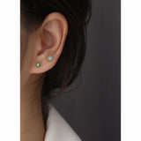 925 Silver Stud Earring Zircon Flowers Pearls
