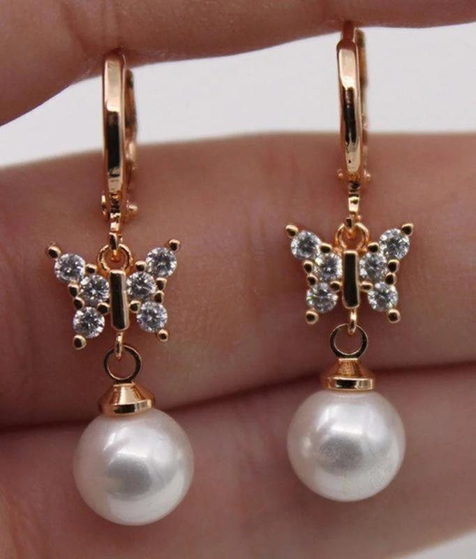 S925 Silver Plated Rose Bow Pearl Earrings Party Jewelry