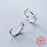 925 Silver Irregular Barbed Wire Round Earrings
