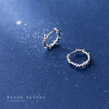925 Silver Irregular Barbed Wire Round Earrings