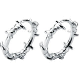 925 Silver Irregular Barbed Wire Round Earrings