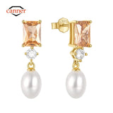 Crystal Pearl 925 Silver Earring Drop Zirconia