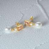 Crystal Pearl 925 Silver Earring Drop Zirconia