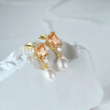 Crystal Pearl 925 Silver Earring Drop Zirconia