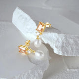 Crystal Pearl 925 Silver Earring Drop Zirconia