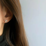 925 Silver Romantic Bowknot Pearl Stud Earrings Gift for Women Girls