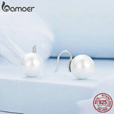 925 Silver Shell Pearl Stud Earrings Platinum Plated