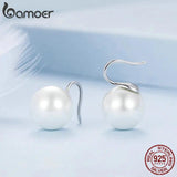 925 Silver Shell Pearl Stud Earrings Platinum Plated