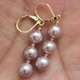 9-10mm Purple Southsea Pearl 14K Earrings Mother's Wedding Gift