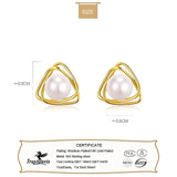 Trustdavis 925 Silver Triangle Pearl Stud Earrings DS3481