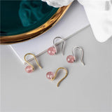 925 Silver Pearl Drop Earrings Strawberry Crystal Jewelry Women Gift