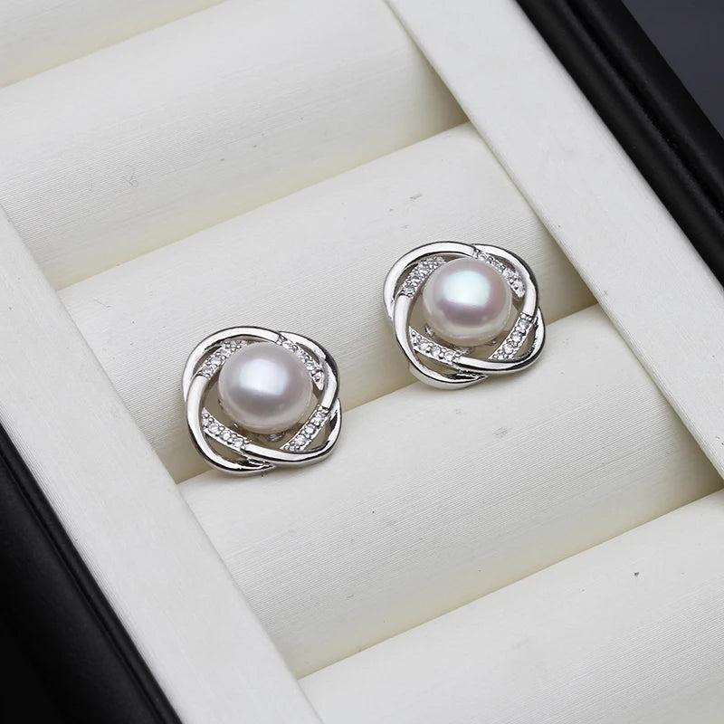 925 Silver Freshwater Pearl Earrings for Women, Wedding Jewelry
