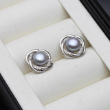 925 Silver Freshwater Pearl Earrings for Women, Wedding Jewelry