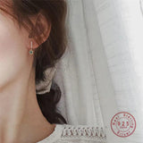 925 Silver Green Zircon Pearl Stud Earrings Women Jewelry