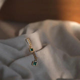 925 Silver Green Zircon Pearl Stud Earrings Women Jewelry