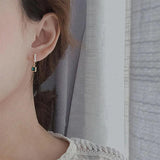 925 Silver Green Zircon Pearl Stud Earrings Women Jewelry