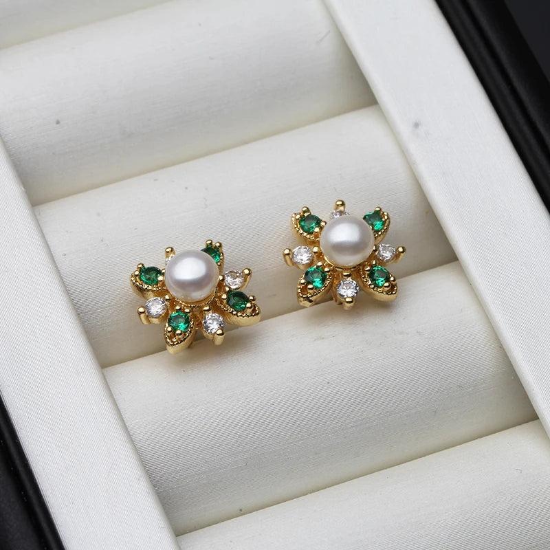 Freshwater Pearl Stud Earrings For Women, Gold Plated, Small Pearl Earrings