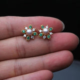 Freshwater Pearl Stud Earrings For Women, Gold Plated, Small Pearl Earrings