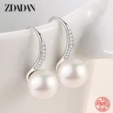 925 Silver Golden Zircon Pearl Charm Jewelry Gift