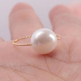 11-12mm Baroque Pearl 18k Ring Wedding Mesmerizing Natural