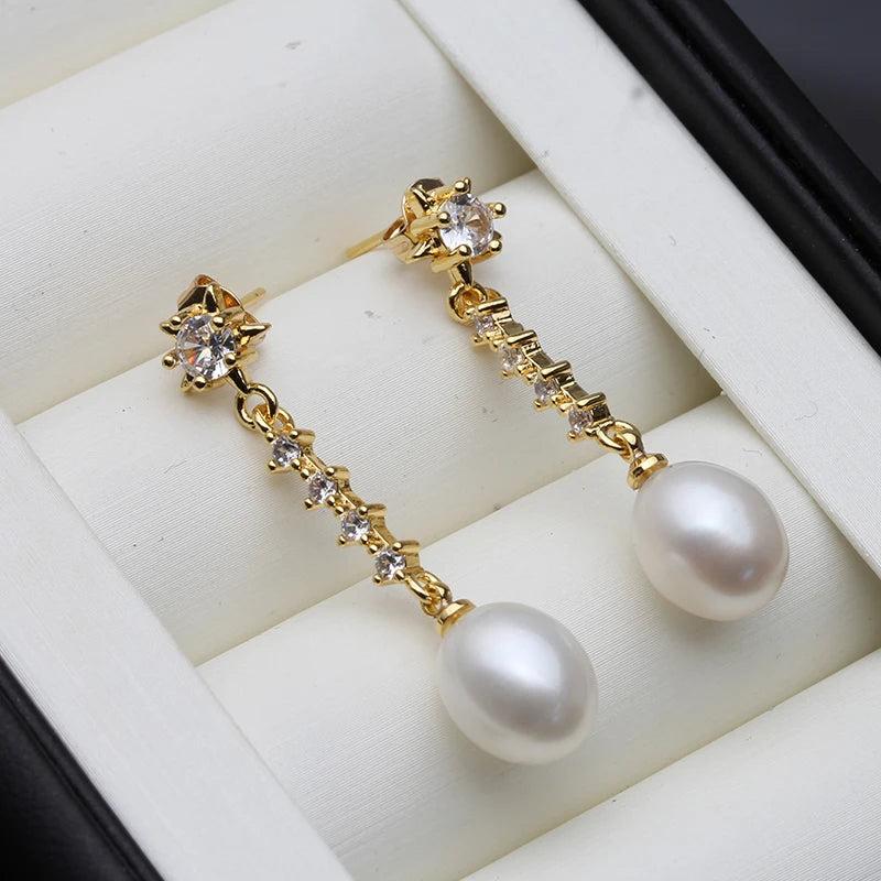 Modern Woman's Pearl Earring, Freshwater Hangling Design