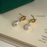 Baroque Pearl Earrings Freshwater 925 Silver Drop Women Gift