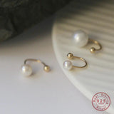 925 Silver Pearl Earrings Women Girl Jewelry Accessory