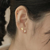 925 Silver Pearl Zircon Flowers Stud Earrings French Vintage Jewelry