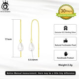 14K Dangle Chain Earrings 925 Silver Natural Pearl Tassel GPE75