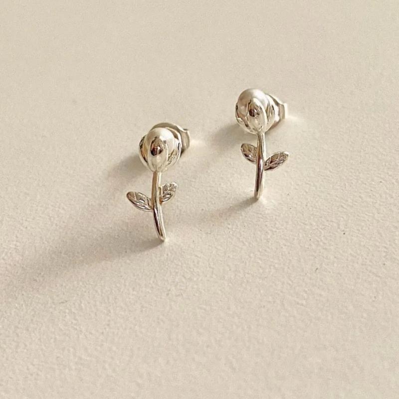 SHANICE S925 Sterling Silver Flower Pearl Stud Earrings