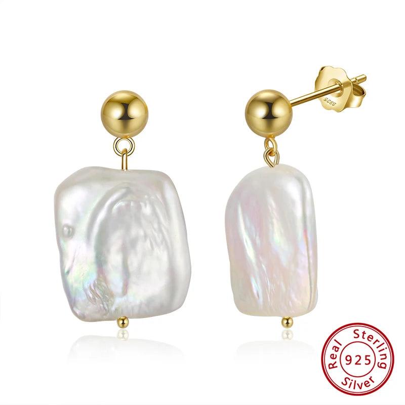 925 Silver Baroque Pearl Stud Earrings GPE06