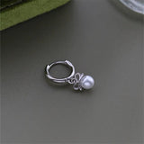 925 Silver Pearl Bow Stud Earrings Wedding Jewelry