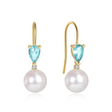 Sapphire Zircon Pearl 925 Silver Drop Earrings For Women