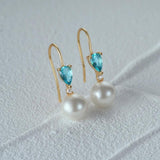 Sapphire Zircon Pearl 925 Silver Drop Earrings For Women