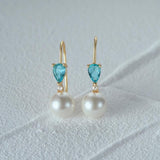 Sapphire Zircon Pearl 925 Silver Drop Earrings For Women