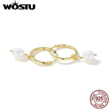 925 Silver Baroque Pearl Ear Buckles European 18K Hoop Earrings