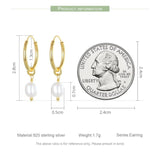 925 Silver Baroque Pearl Ear Buckles European 18K Hoop Earrings