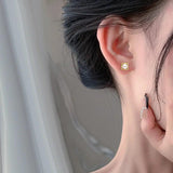 925 Silver Vintage Square Pearl Stud Earrings Wedding Party Jewelry