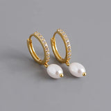 925 Silver Pearl Drop Earrings American Women Party Wedding Jewelry