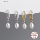 925 Silver Pearl Drop Earrings American Women Party Wedding Jewelry