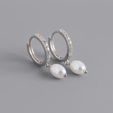 925 Silver Pearl Drop Earrings American Women Party Wedding Jewelry