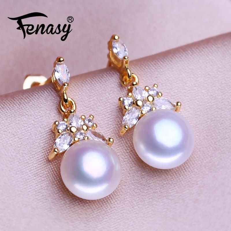 Freshwater Pearl Crown Stud Earrings Wedding Jewelry