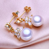 Freshwater Pearl Crown Stud Earrings Wedding Jewelry