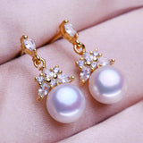 Freshwater Pearl Crown Stud Earrings Wedding Jewelry
