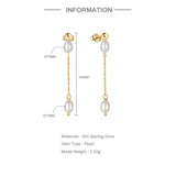 925 Silver Stud Earrings Baroque Pearl Drop Earrings