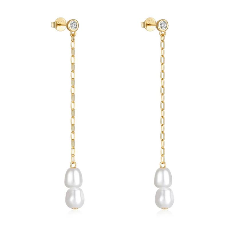 925 Silver Tassel Pearl Stud Earrings