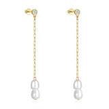 925 Silver Tassel Pearl Stud Earrings