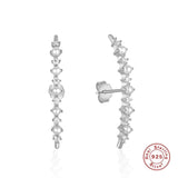 925 Silver Pearl CZ Pave Earring Climber Delicate Line Ear Crawlers