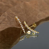 925 Silver Pearl CZ Pave Earring Climber Delicate Line Ear Crawlers