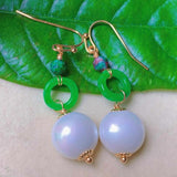 Shell Pearl Jadeite 18k Earrings